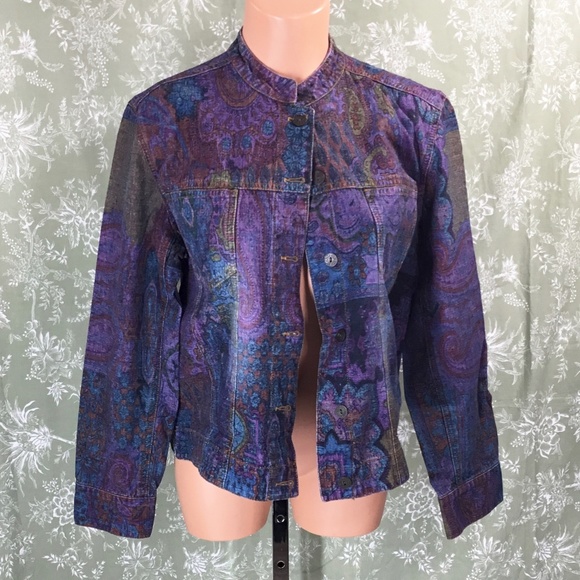 Chico's Multi-Colored Paisley Print Jean Jacket - Picture 1 of 15